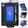 thumbnail image 2 of Dteck Kids Case for iPad 11-inch (A16) 2025,iPad 10th Gen 10.9" Shockproof Silicone+PC Case Built-in Kickstand Cover with Shoulder Strap for iPad 10th/11th Generation,Black+Blue, 2 of 8