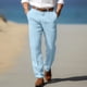 thumbnail image 2 of Pantalones de playa de verano para hombre: pierna recta, tejido transpirable, bolsillos delanteros. Pantalones formales/casuales para todas las ocasiones., 2 of 8