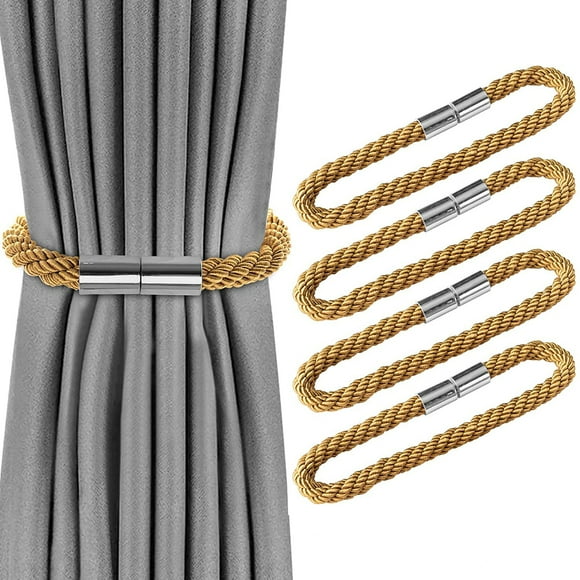 4PCS Magnetic Curtain Tiebacks, Curtain Tiebacks Window Curtain Ties for Home Office Outdoor Decorative Tiebacks Drapes Weave European Style for Thick Drapes