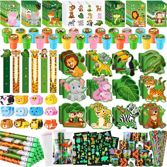 Set de papelería escolar BenLouis Jungle Safari 120 piezas para niños