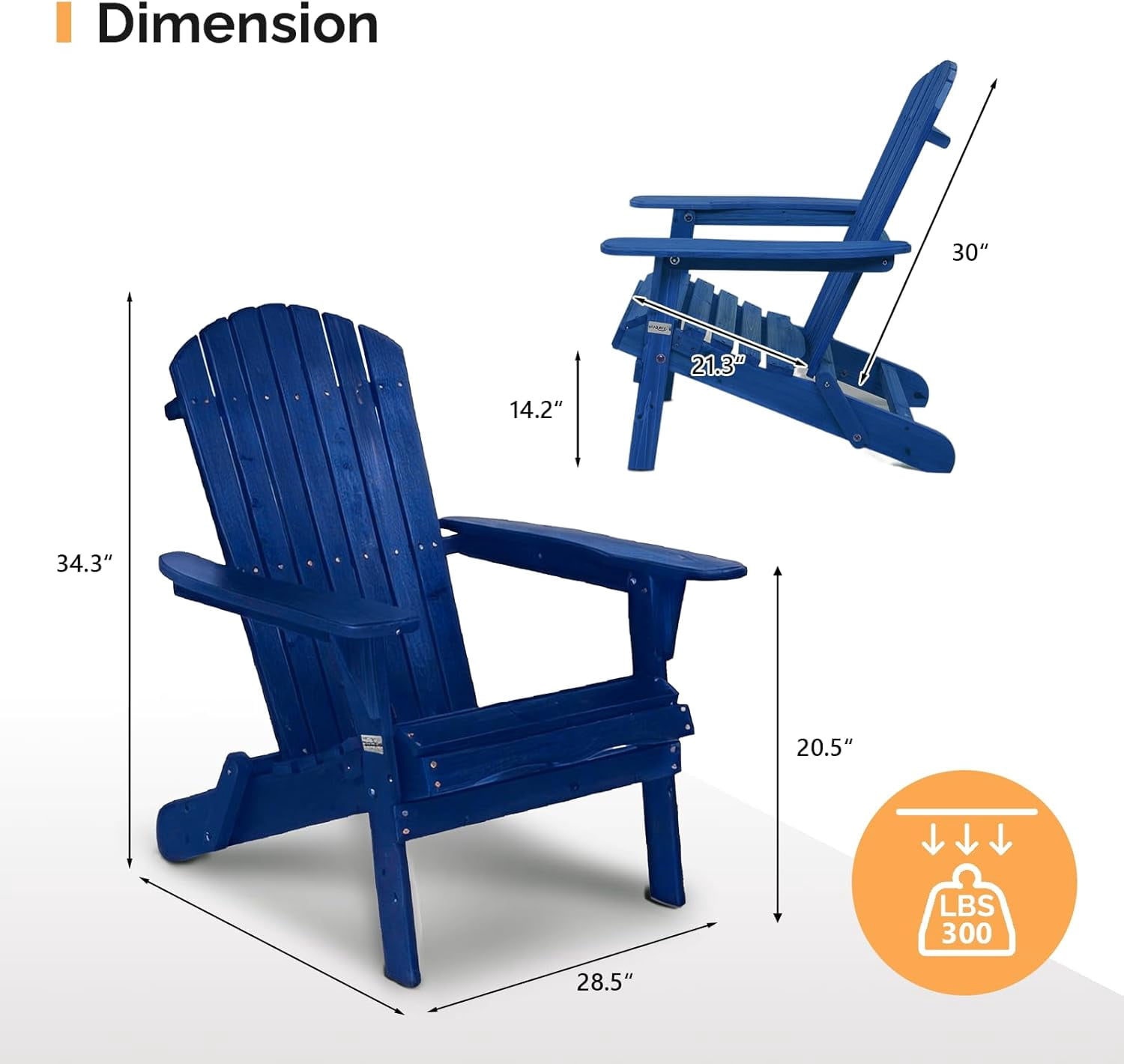 PEXMOR Folding Adirondack Chair Set of 6, Wood Accent Fire Pit Chair, Outdoor Patio Lounge