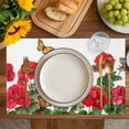 thumbnail image 4 of Red Spring Floral Placemats Set of 6, Butterfly Farmhouse Placemats for Dining Table, Place Mats for Kitchen Tabletop, Waterproof Wipeable Dining Table Mats Set, 4 of 9
