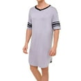 thumbnail image 3 of SWSMCLT Men's Summer Robe Short Sleeve Nightshirt Cotton Knee Length Pajama Sleep Shirt Cool V Neck Soft Sleeping Loose Grey Small, 3 of 4