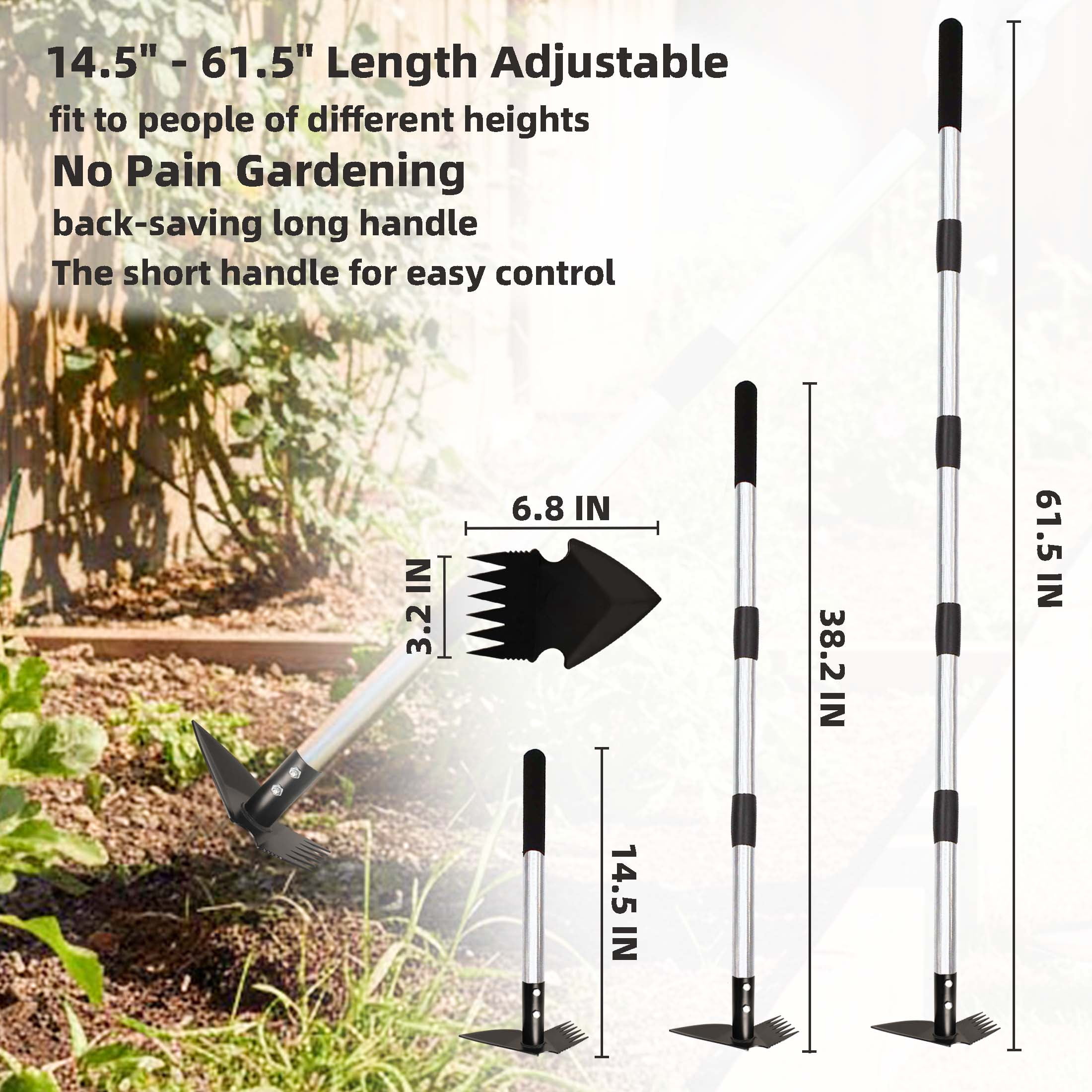 YARTTING Weed Puller Tool with Long Handle, Efficient Weed Remover Tool, 2-in-1 Weed Rake & Hoe Garden Tool for Easy Weed Removal Deeper Root Digging