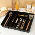 thumbnail image 2 of Tunhigl Classic 7-Compartment Silverware Tray | Expandable Cutlery Organizer for Kitchen Drawers | Space-Saving Utensil & Knife Storage Box Black, 2 of 5