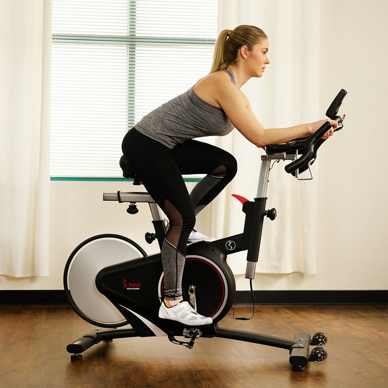 Sunny Health & Fitness Indoor Cycling Exercise Bike with Magnetic/Felt  Resistance and Belt/Chain Drive Optional Bluetooth Connectivity with  SunnyFit®