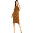 thumbnail image 4 of Artyska Women's Ribbed Sleeveless Round Neck Side Slit Midi Tank Dress, 4 of 8