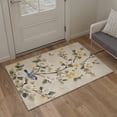 thumbnail image 4 of 2x6 Runner Rug with Bird Blossom Print Pattern Machine Washable Low Pile Non Slip Backing Lightweight Indoor Rug for Hallway Kitchen Laundry Room Bedroom Bathroom, Sand Beige, 4 of 4