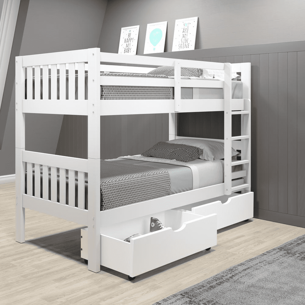 Donco Kids Austin Mission Twin over Twin White Bunkbed, Twin over Twin, White