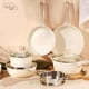 thumbnail image 2 of Set de Utensilios de Cocina Antiadherentes, 10 Piezas, Sartenes y Ollas con Revestimiento Blanco Moteado, Mangos de Madera, Compatible con Inducción, 2 of 7