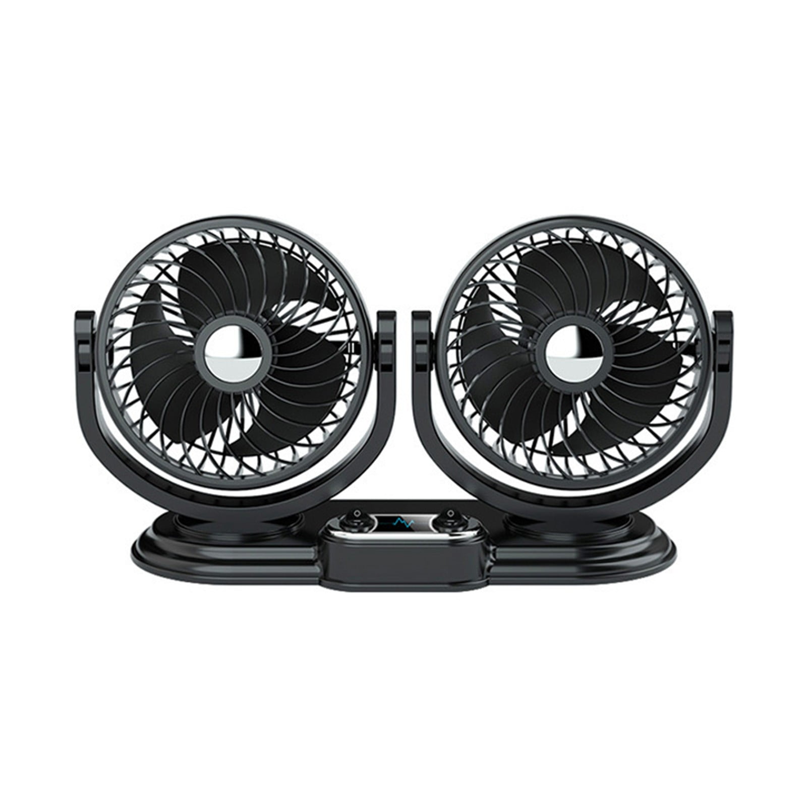 Car Fan, ZzCityTK Dual Head Folding Car Fan, Powerful 2-Speed USB Dashboard Fan for Trucks with 360° Rotation, Black