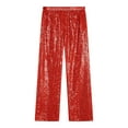 thumbnail image 5 of HULIJA Kids Girls Sequin Modern Jazz Dance Pants Disco Party Flared Trousers Wide Leg Bell Bottoms Red 16, 5 of 7