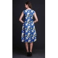 thumbnail image 4 of Bimba Blue Floral & Leaves Bird Bird Women Printed Knee Length Sleeveless Shift Summer Dress-Large, 4 of 6
