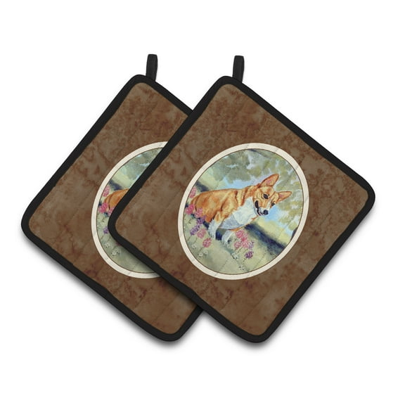 Carolines Treasures 7054PTHD Corgi Pair of Pot Holders  7.5HX7.5W multicolor
