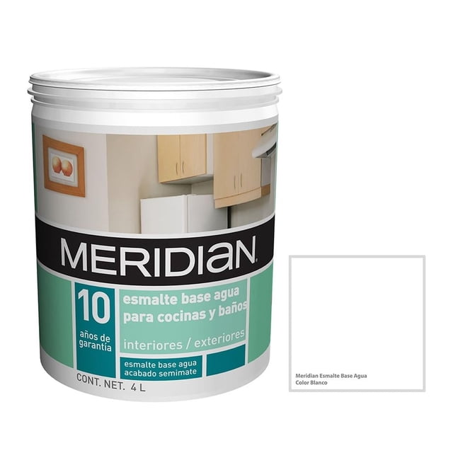 Esmalte Meridian Base Agua Color Blanco 4 Litros
