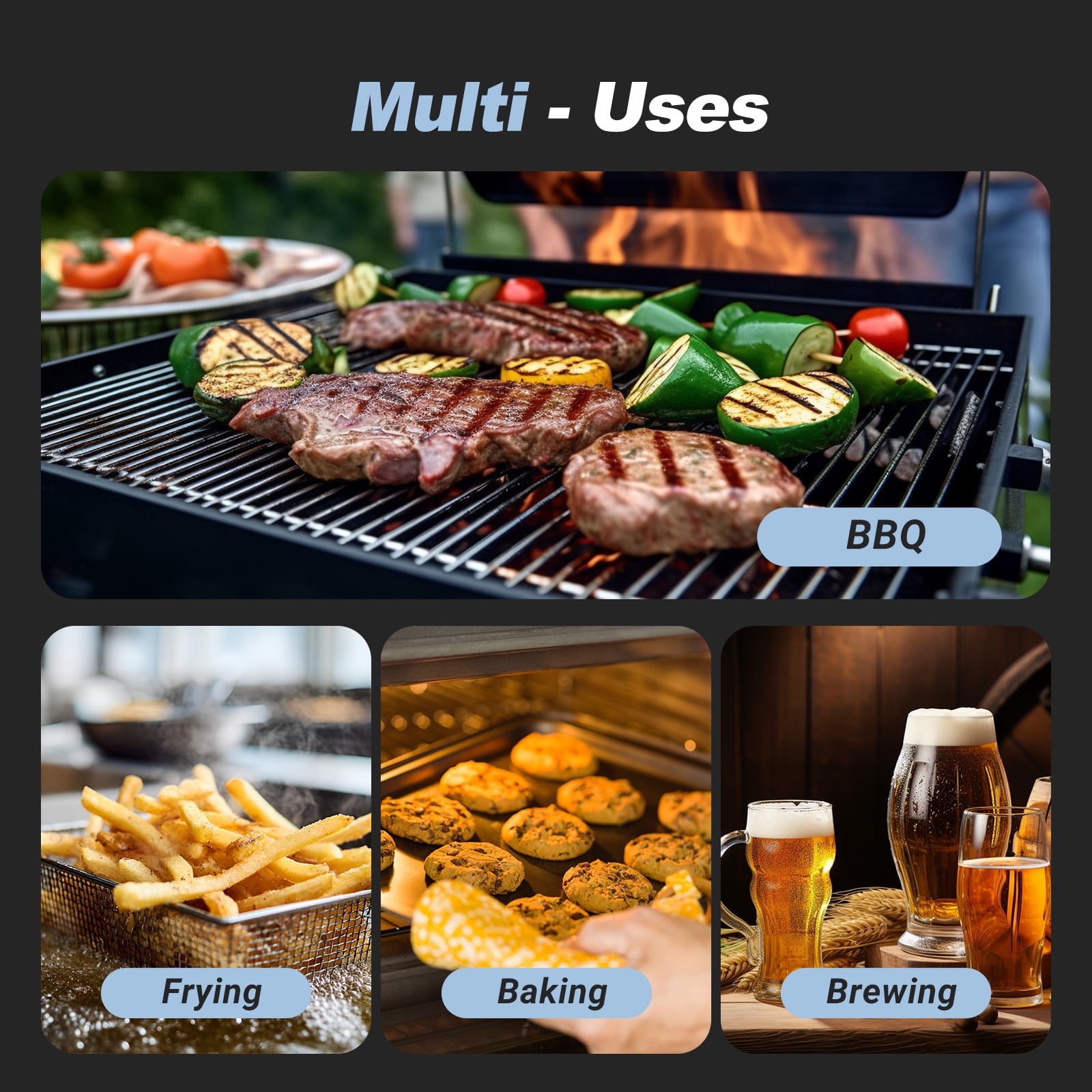 INKBIRD Instant Read Meat Thermometer, IP65 Waterproof, 0.5 Sec Fast Reading, Super Accurate Detection, Handy Food Thermometer for Indoor Outdoor Cooking, BBQ, Baking, Deep Frying, Home Brewin