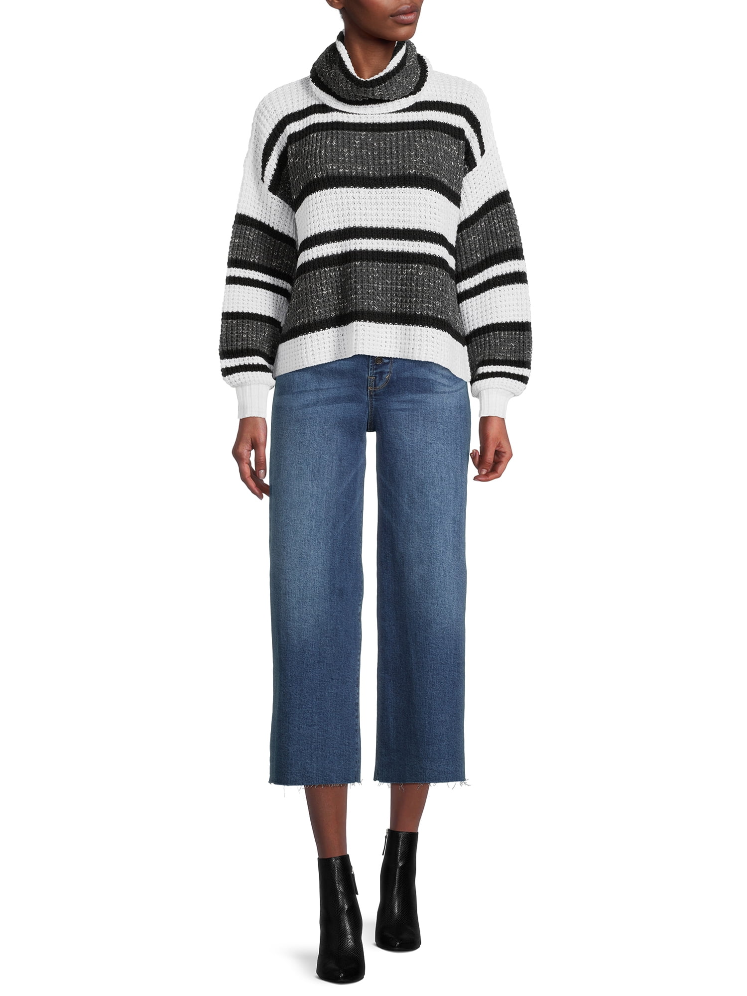 Time and Tru Women's Stripe Thermal Sweater