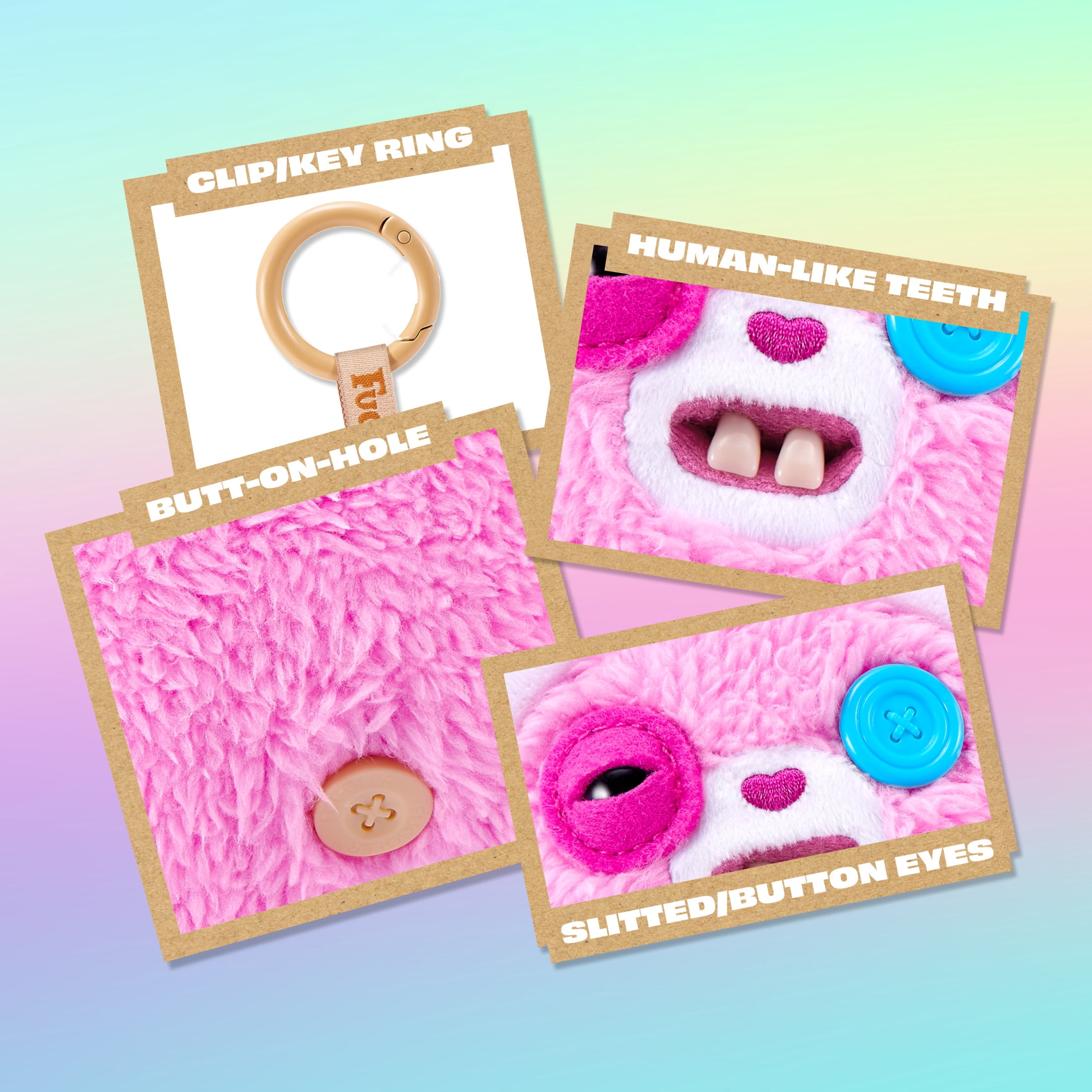 Fuggler Care Bear Keyring 5 Inch Plush Collectible Accessory by ZURU Featuring Funny Ugly Monster Design with Clip-On Key Ring, Perfect for Bags, Backpacks, and Fans