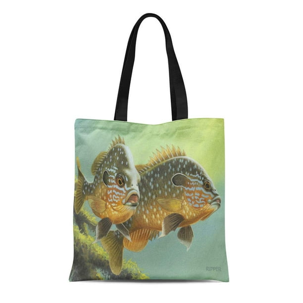 HATIART Canvas Tote Bag Fish Longear Sunfish Chuck Aquatic Swim Nature  Wildlife Nwf Reusable Handbag Shoulder Grocery Shopping Bags 