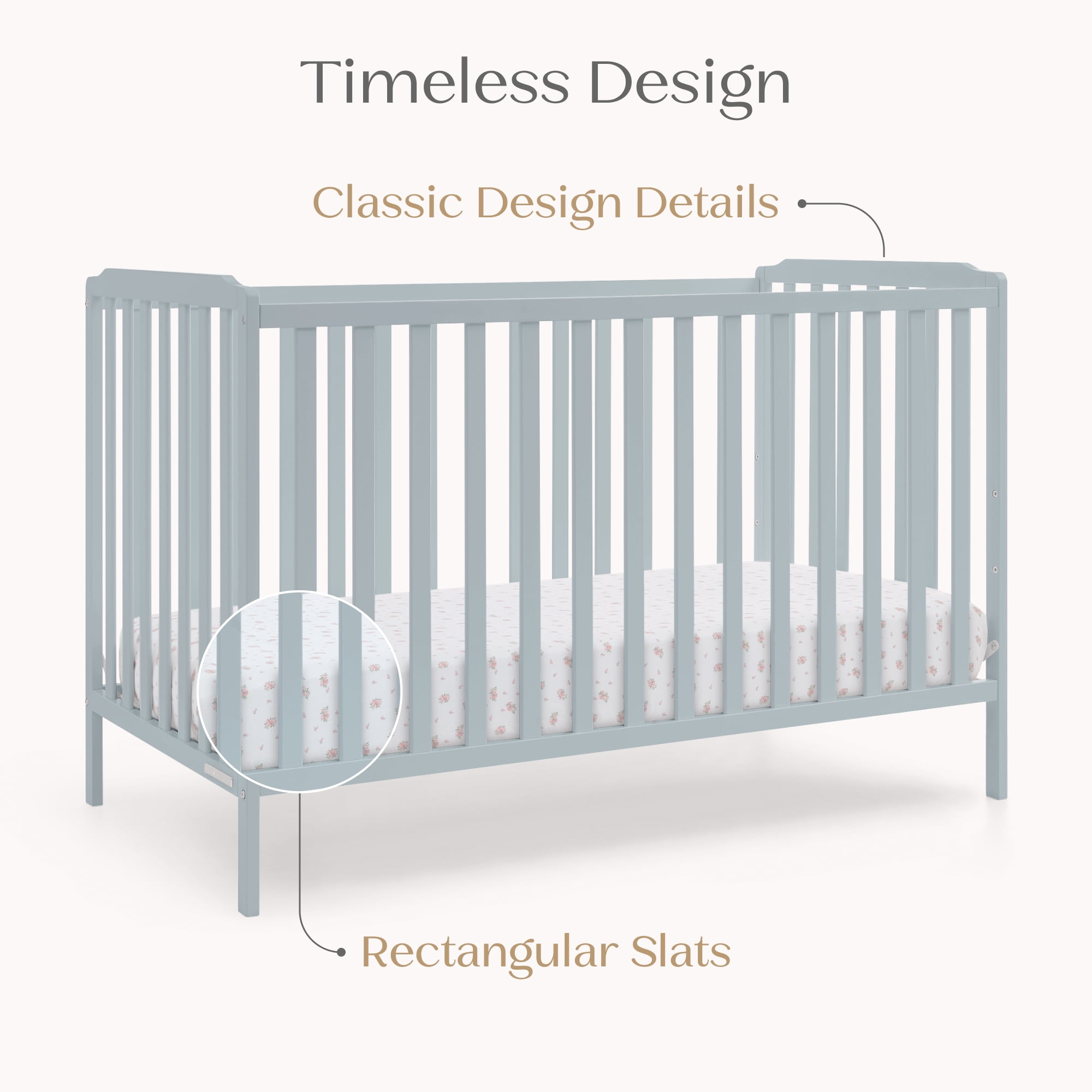 Delta Children Emmie 4-in-1 Convertible Crib - Converts from Baby Crib to Toddler Bed, Daybed and Sofa Bed, Fits Standard Full-Size Crib Mattress, Porcelain Blue