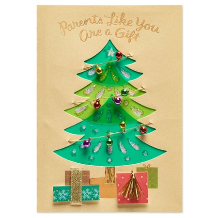 AMERICAN GREETINGS® Lily Pad Press Gift Christmas Card for Parents with Glitter