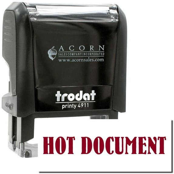 Self-Inking Hot Document Stamp, Trodat Printy 4911, Press and Print Stamping, Impression Size 5/8" x 1-1/2", Up to 10,000 Impressions - Burgundy Ink