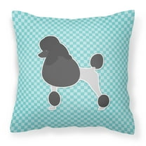 Carolines Treasures BB3739PW1414 Poodle Checkerboard Blue Fabric Decorative Pillow