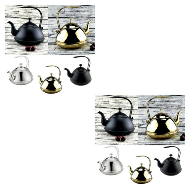 Toystoory Hervidor de té y café de acero inoxidable de 2 l cuello de cisne fino sobre café plateado Tipo 1 2piezas
