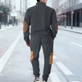 thumbnail image 4 of Men Half Zip Pullover Sweatshirt and Jogger Pants Set with Patchwork Design Casual Long Sleeve Tracksuit Outfit, 4 of 7