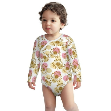 

Haiem Sunflowers Printed Unisex-Baby Long Sleeve Onesies Bodysuits Unisex Babies Snap-Up Rompers-3 Months