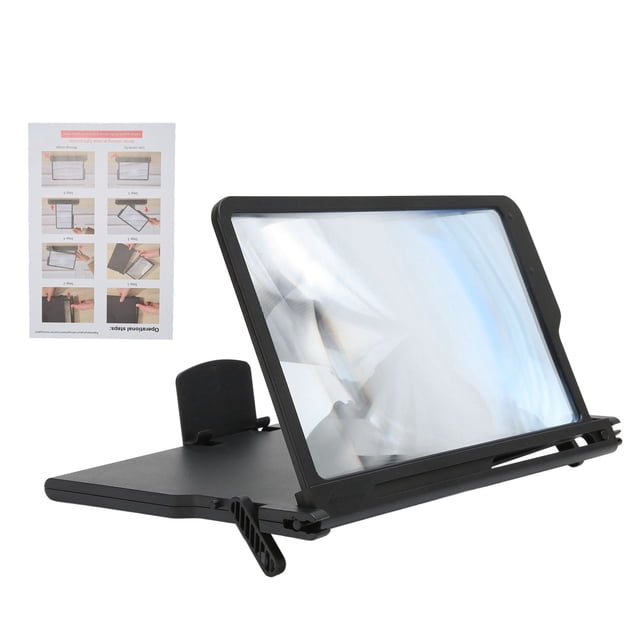 Lupa de pantalla 3D HD para teléfono móvil, 12,5 pulgadas, extraíble, para películas y videojuegos, color negro