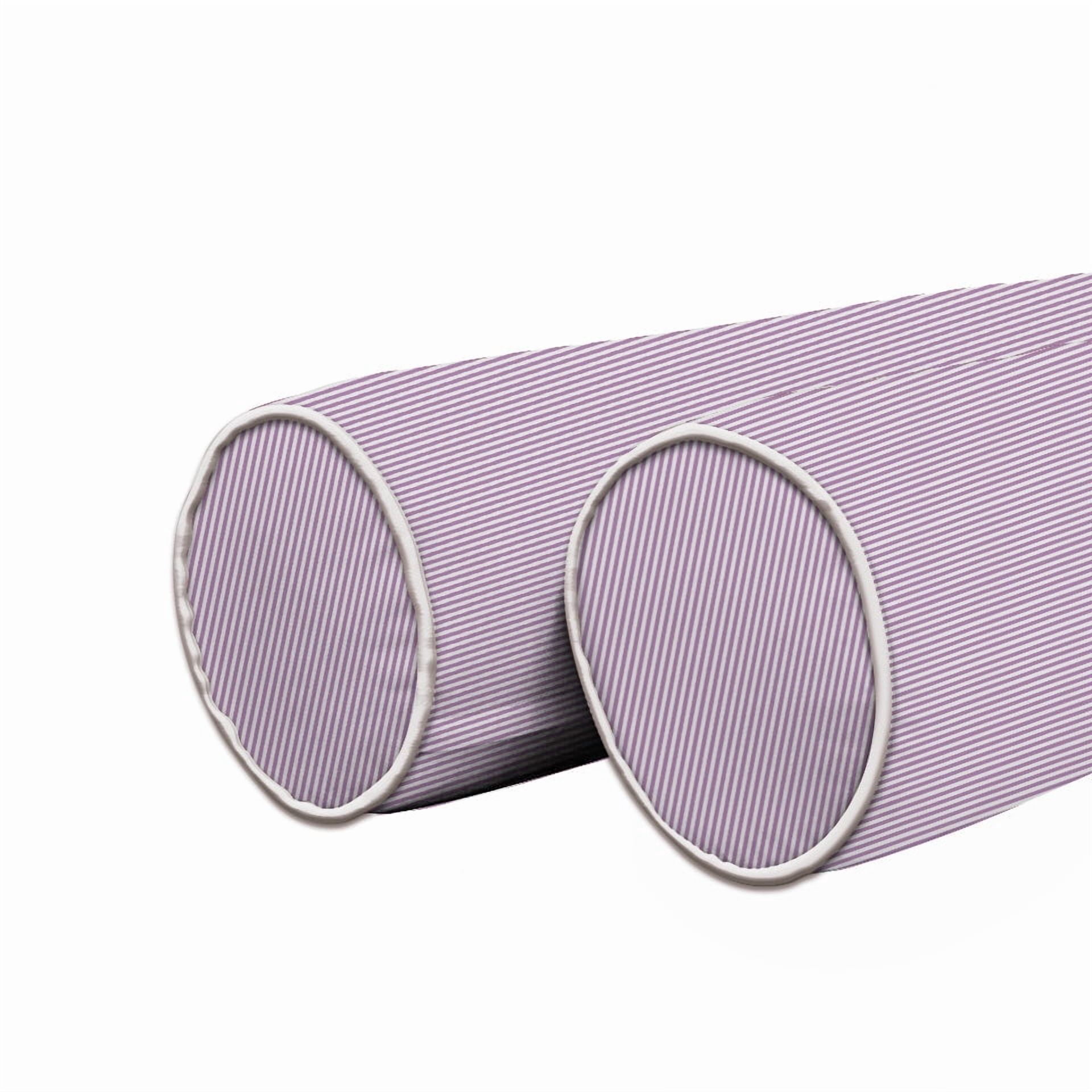 Velvet Bolster Pillow Cover with Ticking Stripe Pattern