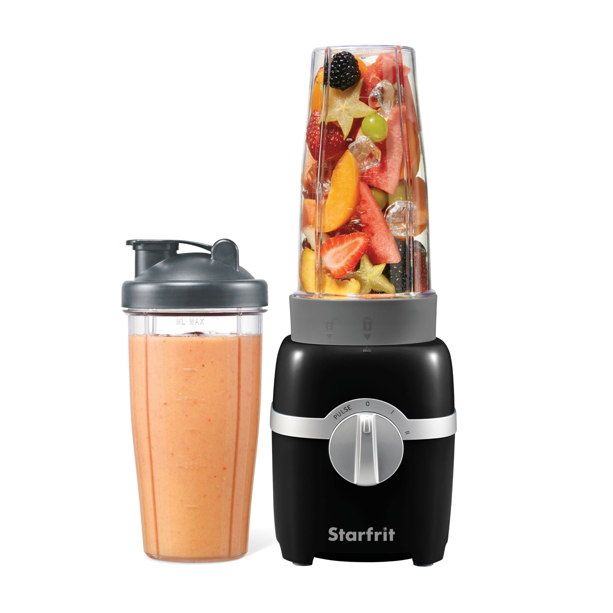 Starfrit Personal Blender - Two 828ml Cups - Two Blades - High, Low & Pulse Modes - 300W - Black, Personal Blender