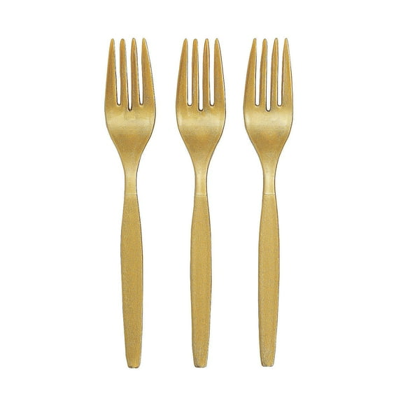 Metallic Gold Plastic Forks (50 Pc) - Party Supplies - 50 Pieces
