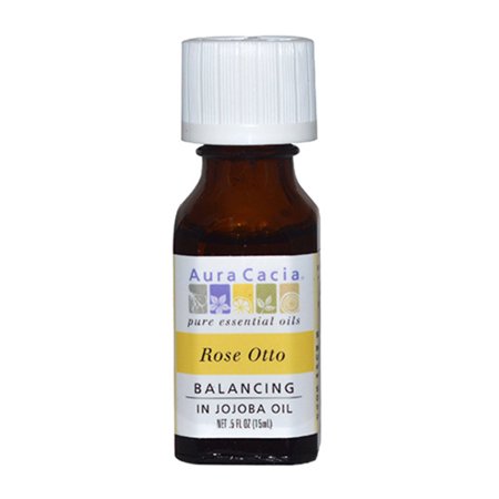 Aura Cacia Aromatherapy Precious Essentials Oil Rose Otto With Jojoba - 0.5 Oz, 2 Pack