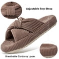 thumbnail image 3 of Ecetana House Slippers for Women Corduroy Cross Band Memory Foam Slippers Open Toe Non-Slip Home Shoes, 3 of 7