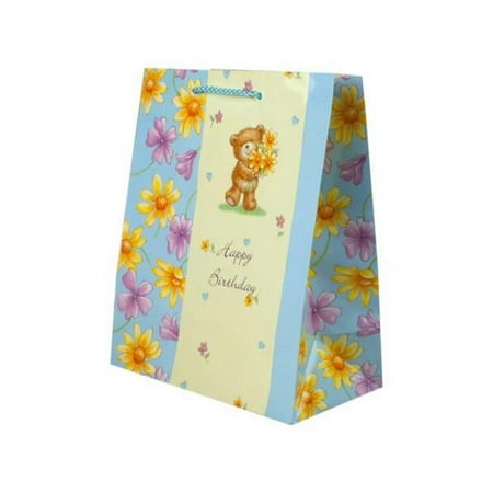Kole Imports AF530-72 Teddy Bear Birthday Medium Gift Bag, Pack of 72