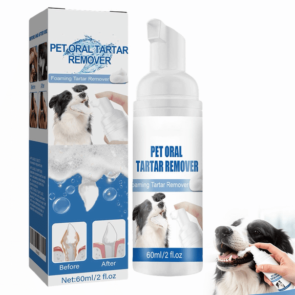 Pet Dental Tartar Remover, Oral Foaming Spray for Dogs & Cats, Teeth Cleaning, Breath Freshener, Supports Healthy Gums, Reduces Tartar, Easy No-Brushing Care (1PC)