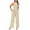 Beige, variant on Maean Business Jumpsuits for Women Sleeveless Knit Wide Leg Crew Neck Rompers Long Work Pants with Pockets