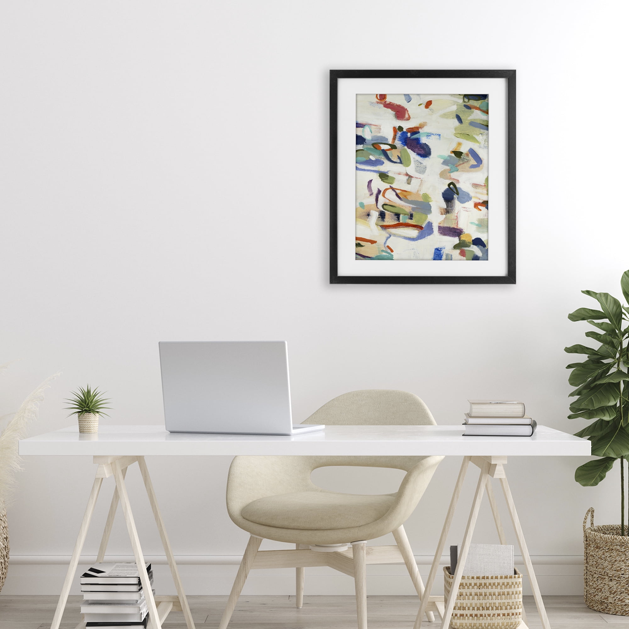 Stupell Industries Expressive Composition Brushstrokes Black Framed Print Under Glass, design by Lisa Ridgers
