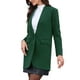 thumbnail image 4 of Abrigo de invierno para mujer con cuello de pico, de manga larga, con un botón, abrigo de longitud media, exterior XS verde, 4 of 6