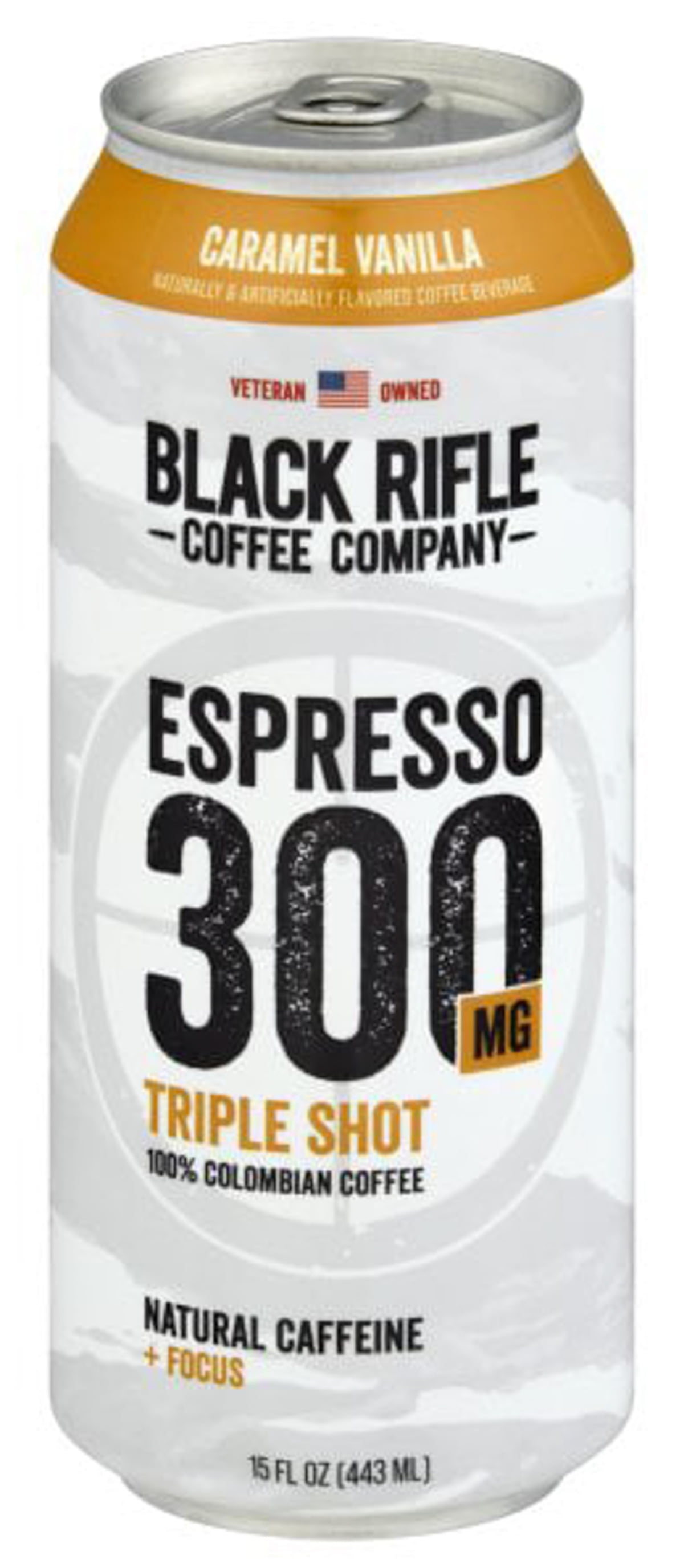Black Rifle Coffee Espresso 300mg Triple Shot, Caramel Vanilla, 15oz, Can