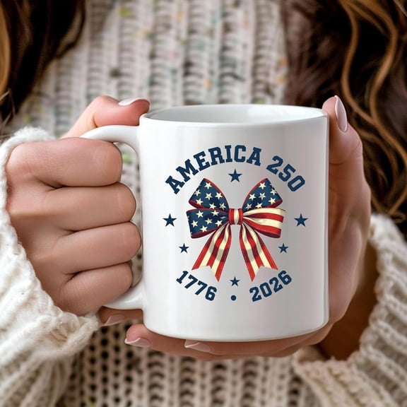 America 250th Anniversary Coffee Mug Coquette Bow Patriotic Cup 1776-2026 Semiquincentennial Gift USA 250th Birthday 4th of July Large Ceramic Mug 15oz