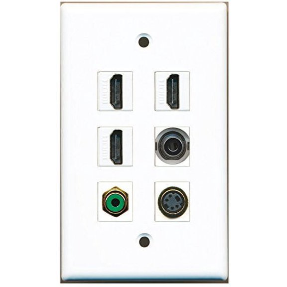 RiteAV - 3 HDMI 1 Port RCA Green 1 Port S-Video 1 Port 3.5mm Wall Plate