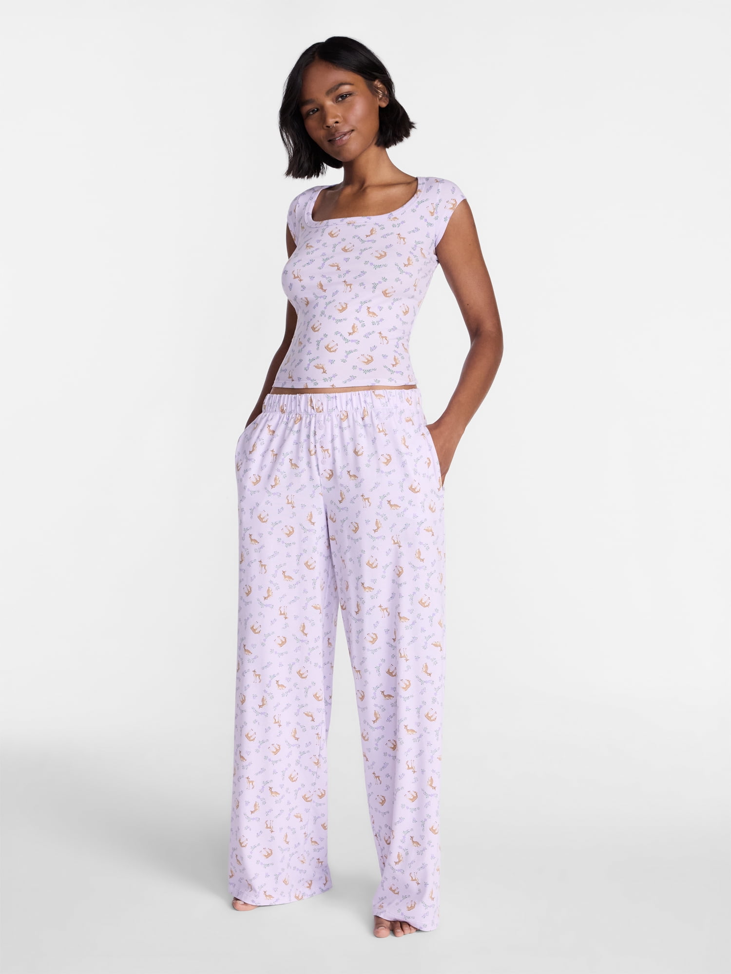 No Boundaries Cloud Core Sleepwear Scoop Neck Top, Women's XXS-3X