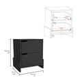 thumbnail image 3 of Luss Modern Nightstand with 2 Drawers, Engineered Wood Bedside Table, 17"W x 14.6"D Top, Black, Perfect for Bedroom Storage & Decor, 3 of 7