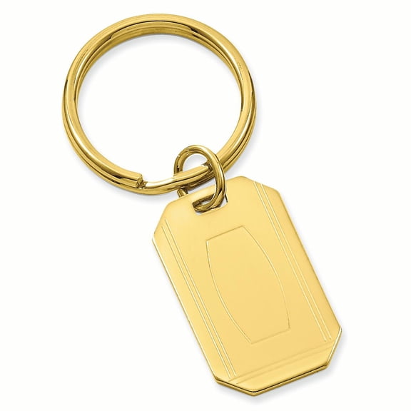 Gold-plated with Engravable Area Key Ring Size