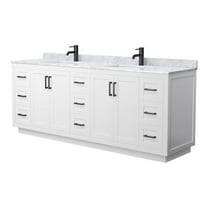 Wyndham Collection Miranda 84" Veneer Wood Double Bathroom Vanity in White/Black
