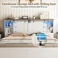 thumbnail image 4 of Eastvita Farmhouse Full Size Bed Frame with Storage, Charging Station, LED Light, Sliding Barn Door, Noise-Free, 4 of 7