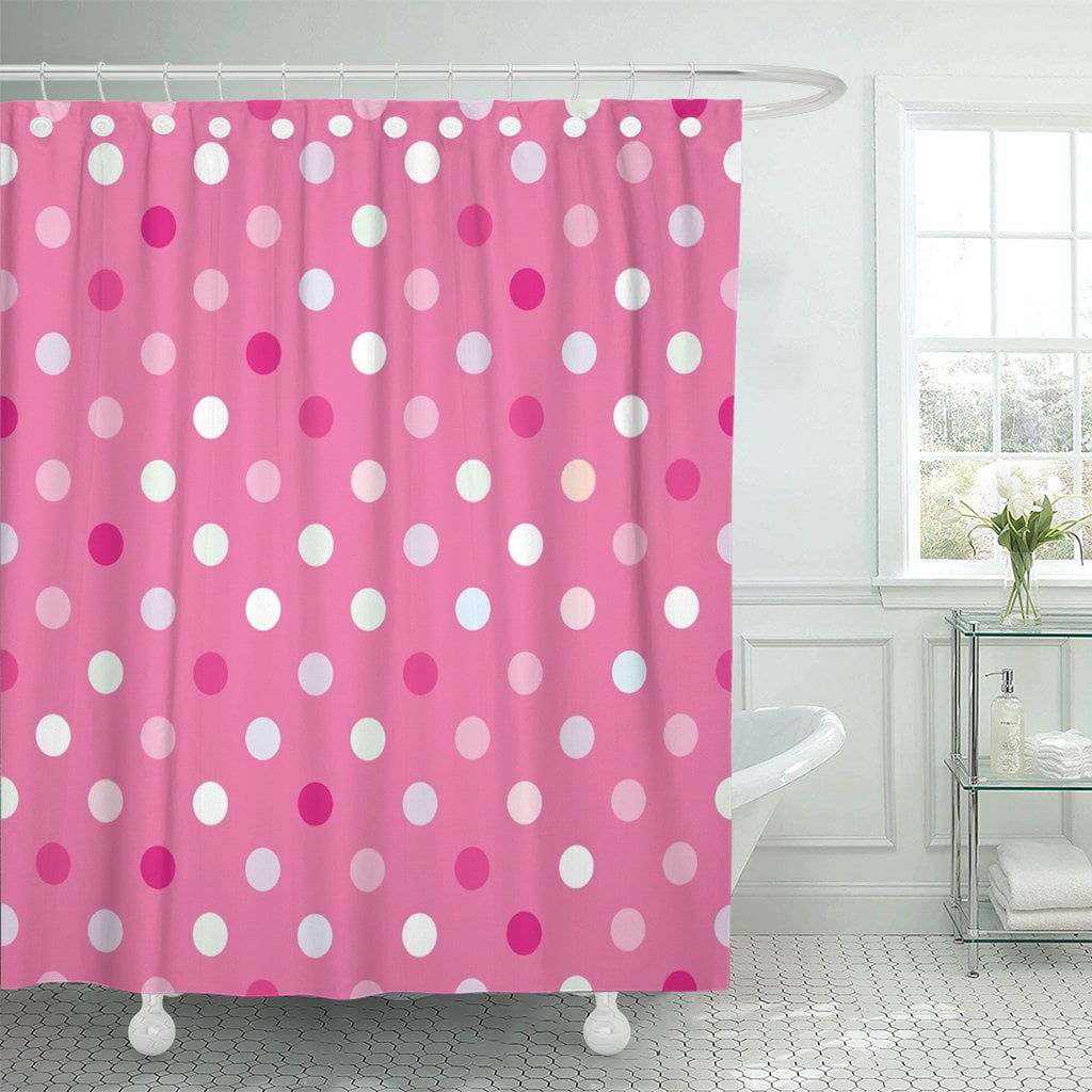 PKNMT Colorful Red Green Blue and Yellow Polka Dots Polyester Shower